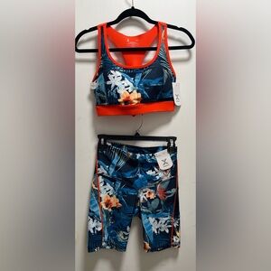 Xersion Gym Outfit Set Top M Shorts S Aloha Floral Graphic Beach Workout Run